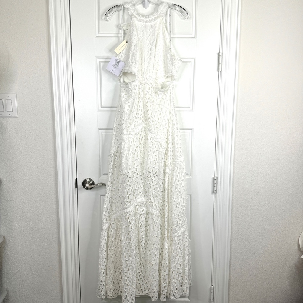 LACE THE LABEL Anthropologie NEW Eyelet Cutout Halter Dress NEW Size M White - Picture 2 of 16